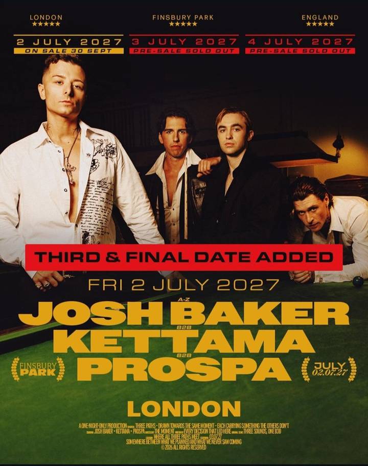 Josh Baker, Kettama & Prospa tour poster