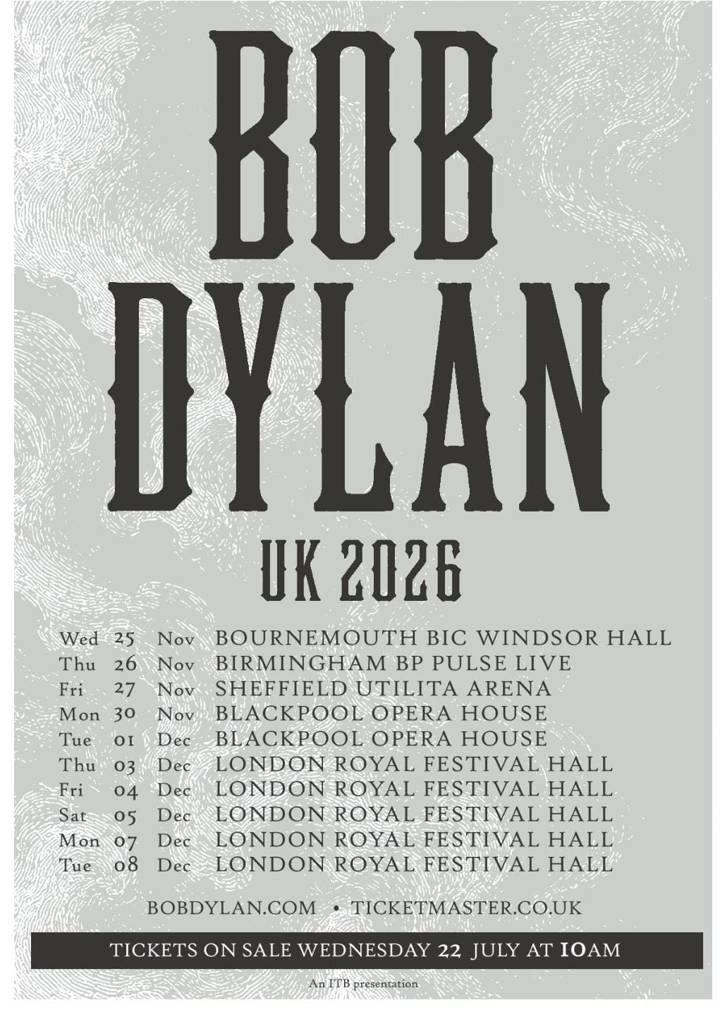 Bob Dylan tour poster